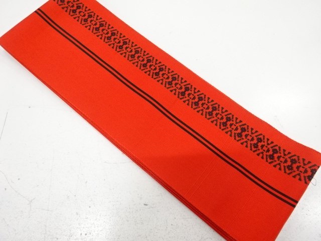 Half-width obi with stripes and an interwoven dedication pattern